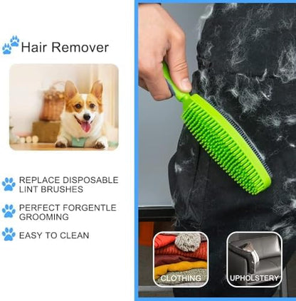 Premium Rubber Pet Hair Brush - Removes Hair from Couches & Pets' Coats Set