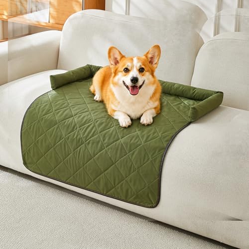 Cooling Dog Bed Mats with Neck & Head Support, 35.43 x31.5 inch Army Green