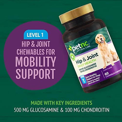 PetNC Level-1 Hip & Joint Chewables for Younger Dogs, Liver, 60 Count