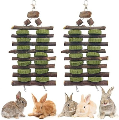 Hamiledyi 2 PCS Rabbit Chew Toys Hanging Bunny Toys for Teeth Grinding