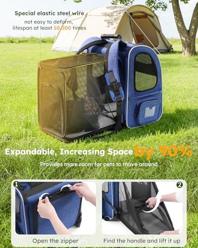pecute Cat Backpack Visiable, Cat Carrier Expandable with Acrylic Window