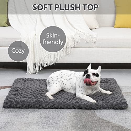 Exsnugy Washable Dog Bed Mat Medium Size Fluffy Pet Crate Pad 36x23