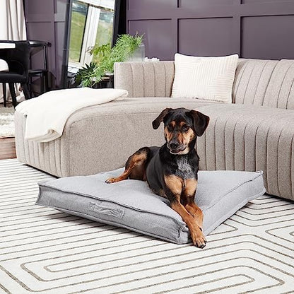 Happy Hounds Milo Square Tufted Pillow Dog Bed, Cement, Medium (32" x 32"), 32.0" L x 32.0" W x 5.0" Th