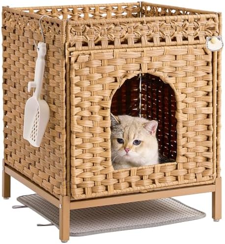 SETVSON Cat Litter Box Enclosure Hidden Litter Box Furniture, Natural