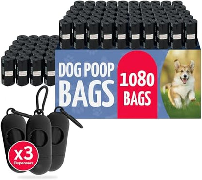 Reli. Dog Poop Bags Rolls (1080 Pack, 72 Rolls) Black