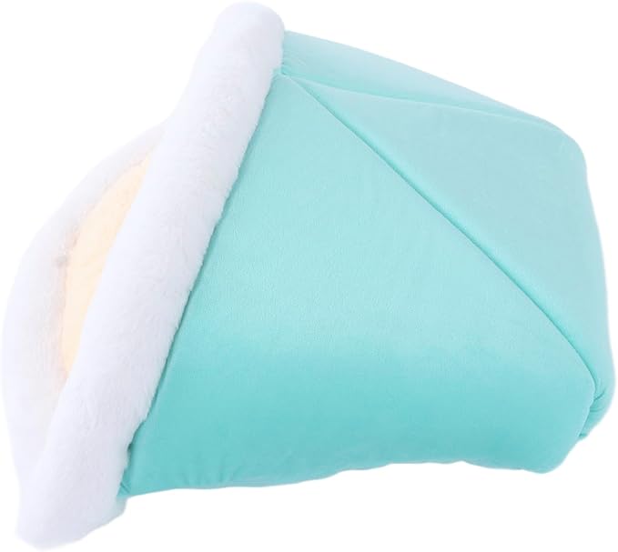 Cat Sleeping Bag Semi Closed Plush Soft, Mint Green, 15.7x20.5 Inch - Washable, Multifunctional Pet Bed, Ideal for Indoor Cats and Puppies (Cat Litter-Mint Green)
