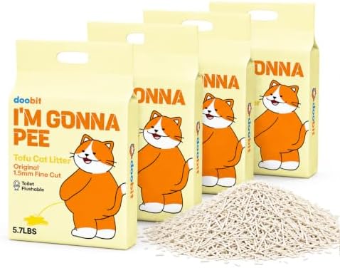 Korea Brand,Tofu Cat Litter 22.8(5.7lb x 4pack),Lightweight cat Litter clumping,Nature Plant-Based Pellets,Low-Dust Qucik Clumping Superior Odor Control,Non Toxic Low Tracking
