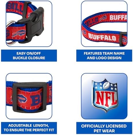 Pets First NFL Buffalo Bills Licensed PET COLLAR, Large - Heavy-Duty, Strong, and Durable Dog Collar. Available in 31 Football Teams and 4 Sizes