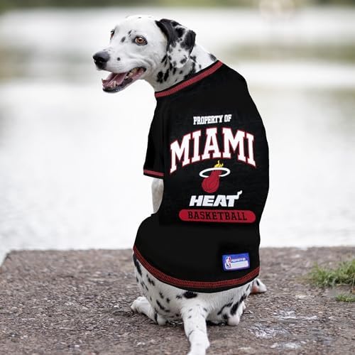 Pets First NBA Licensed Hoodies & T-shirt for Dogs & Cats, Miami Heat, Medium