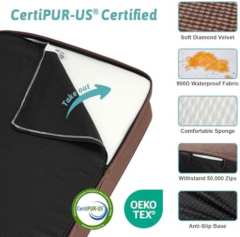 COZY KISS Orthopedic Dog Bed for Extra Large Dogs, L Shaped XXL 48x35 inch
