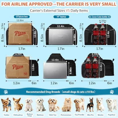 Petskd Top and Side Expandable Small Pet Carrier Airline Approved, Black