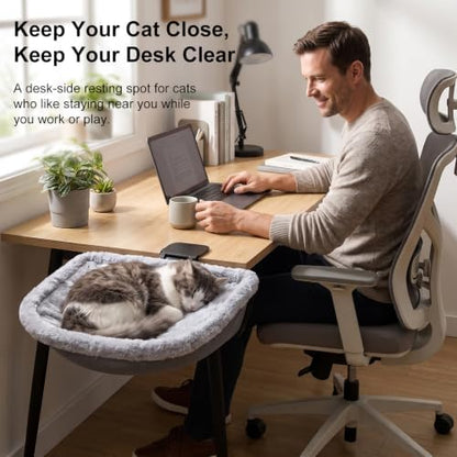 Cat Desk Bed, Clamp-On Desk Hammock, 40 lb, Fits 0.78-2.95 in
