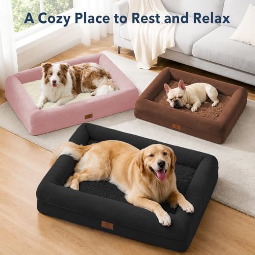 Jumbo Waterproof Dog Bed for Extra Large Size Dogs with Bolster