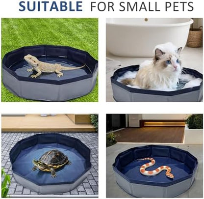 Eooqi Foldable Bearded Dragon Bathtub, Gray 19 x 3.5 in Pet Bath Pool