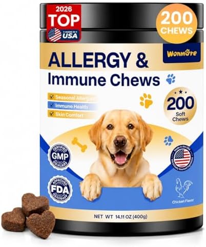 Dog Allergy Chews, Itchy Skin & Paw Licking Support, 200 Soft Chews
