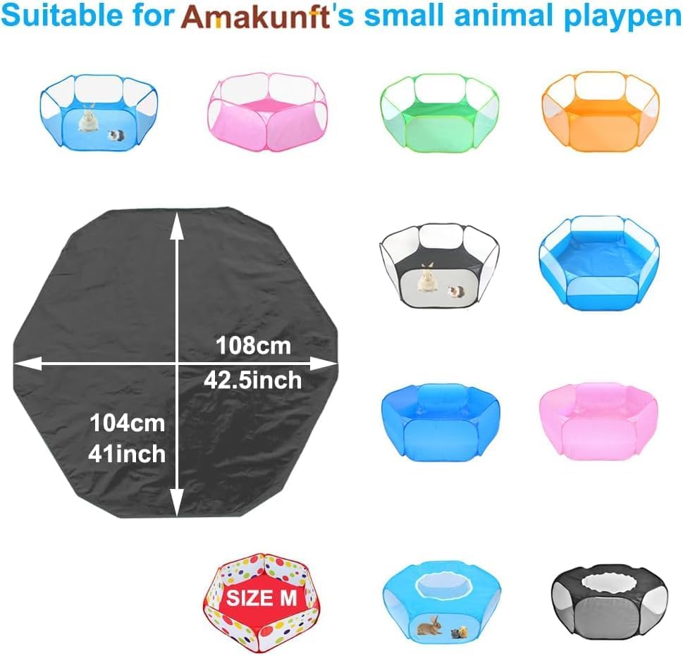Amakunft 4Pcs Waterproof Hexagon Playpen Mat Washable Pee Pad Fit with Small Animal Playpen (42.5in x 41in) Reusable Pet Bedding Liner for Guinea Pig, Rabbit, Hamster, Chinchilla, Hedgehog