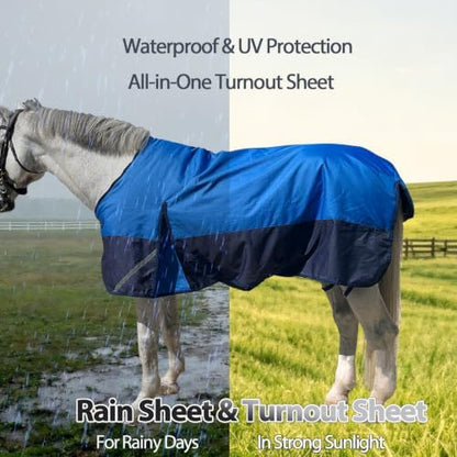 1200D Horse Blanket,Turnout Rain Sheet(No Fill),Dark Blue 69''