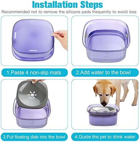 UPSKY 70oz Dog Water Bowl, No Spill Slow Drinking Feeder for Messy Drinker