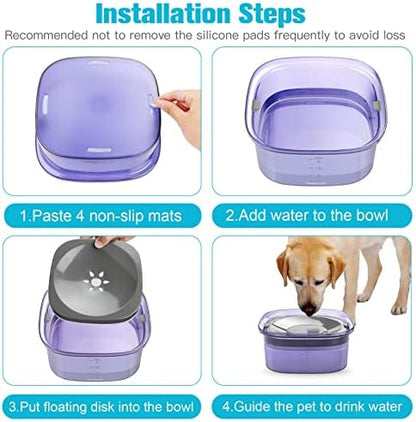 UPSKY 70oz Dog Water Bowl, No Spill Slow Drinking Feeder for Messy Drinker