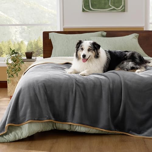 Bedsure Waterproof Blanket for Bed Soft Sherpa Fleece Throw, Twin-XL 90x66