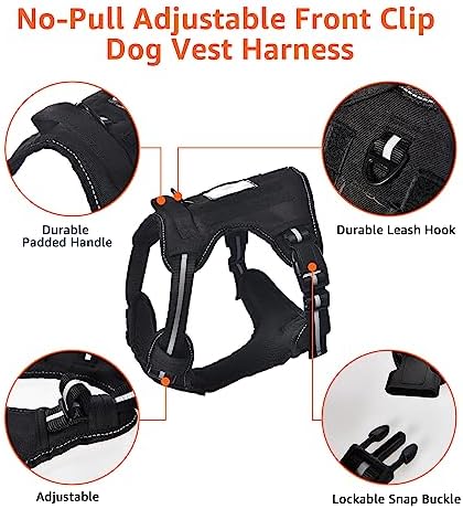Amazon Basics No-Pull Dog Harness, Adjustable Front Clip, Escape Proof Tactical Vest, X-Large, Black