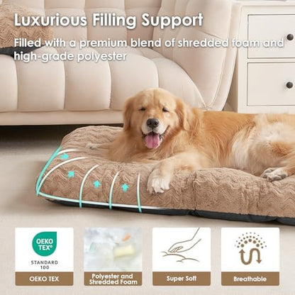 EHEYCIGA Washable XL Dog Beds Large Sized Dog, 44x32 Inch Pet Bed, Camel