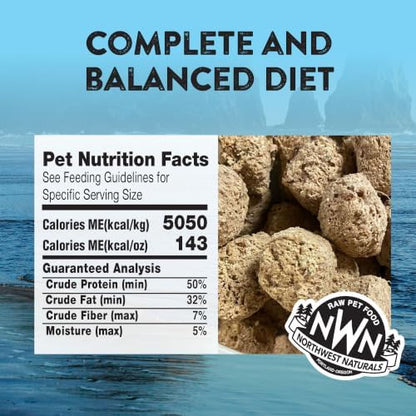 Northwest Naturals Freeze-Dried Chicken & Salmon Dog Food - Bite-Sized Nuggets - Grain-Free, High-Protein, Raw Diet, Human-Grade, Limited Ingredients, All Natural, Omega-3 for Skin & Coat - 12 Oz