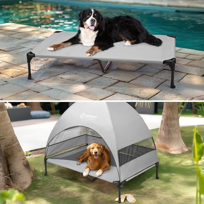 Veehoo Outdoor Dog Bed with Canopy, Cooling Elevated Dog Shade for Outside