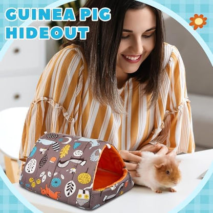 Cinnvoice Guinea Pig Hideout Bed Washable House Cage, Forest, 7.9 in