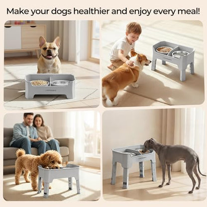 URPOWER Mess Proof Elevated Dog Bowls for Small Dogs with Splash Guard