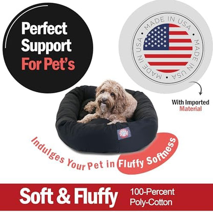 Majestic Pet Bagel Calming Dog Bed, 32 Inch Medium, Round, Washable, Black