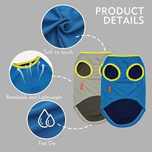 KYEESE 2Pack Dog Shirt for Small Dogs Soft Breathable T-Shirts, Blue+Grey