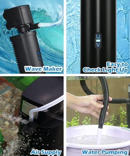 COOSPIDER Aquarium Filter with 9W U-V Light 500GPH for 100-300 Gallon Tank