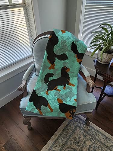 Caroline's Treasures MLM1038LQB Black and Tan Cavalier King Charles Spaniel Quilted Blanket 50x60 Artwork Pattern Quilted Throw Blanket for Bed, Couch, Sofa, Soft and Lightweight