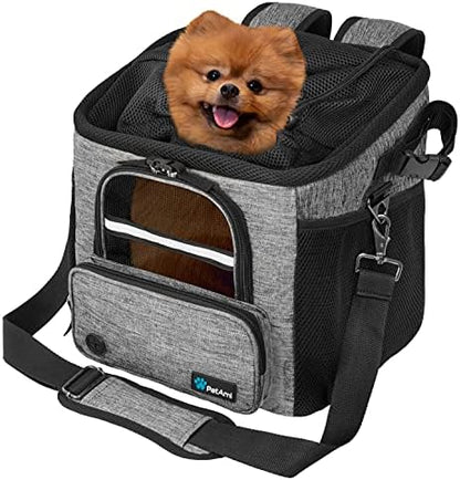 PetAmi Dog Bike Basket, Soft-Sided Ventilated Pet Carrier Backpack, Gray