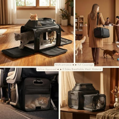 Top-Side Expandable Pet Carrier, Treat Window,18x13x9.5 Airline Approved