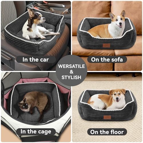 Zerbuger 25in Dark Grey Rectangle Cat Dog Bed Machine Washable Sofa