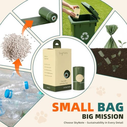 SkyNote Dog Poop Bag Rolls - Last 3 in Sky Blue Refill Reminder Waste Bag Unscented Eco-Friendly Leakproof Pet Doggie Puppy Cat Litter Bags 120 Counts for Walking Travel Home