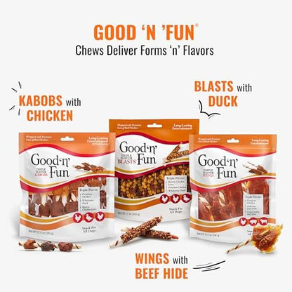 GOOD 'N' FUN Double Pops Long-Lasting Dog Treat with Real Protein, 12 oz