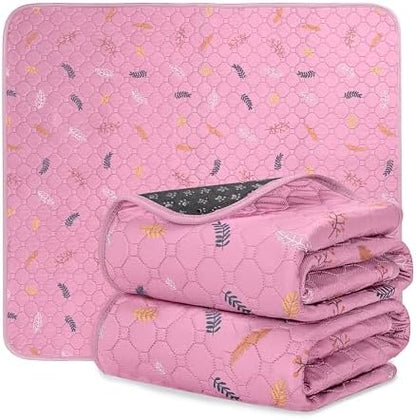 Sunheir Washable Pee Pads for Dogs 2-Pack Reusable Puppy Pads Pet Training Pads, Waterproof Dog Pee Pads for Crate, Whelping Pad, Non-Slip Protects Against Urine Leakage (Leaves - Pink, 18x24)