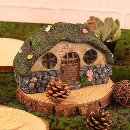 Fairy Garden Statues,Fairy Garden House with Solar Powerd Night Light,Yard Decorations Outdoor Fairy Garden Accessories Decor for Outside (House)