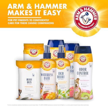 Arm & Hammer for Pets Odor Control Dry Shampoo Powder for Dogs & Puppies, Waterless Dog Deodorizer with Baking Soda, Paraben Sulfate and Dye Free Formula, Kiwi Blossom Scent, 4.2 Oz (Pack of 2)