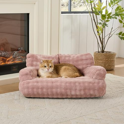Cat Couch Bed, Cute Pet Sofa for Indoor Cats, 26"x15", Dusty Pink