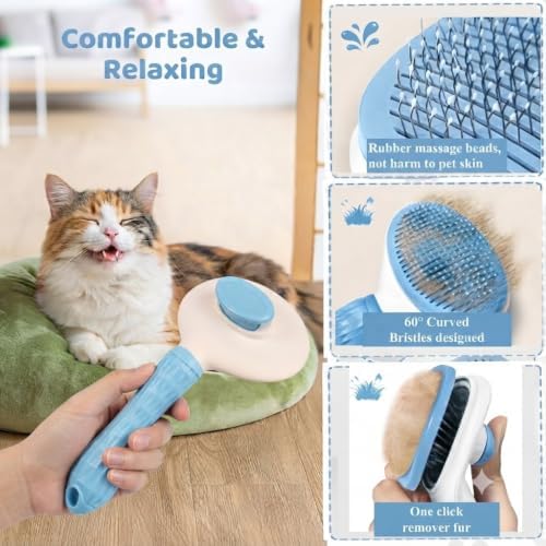 9Pcs Dog Grooming Kit, Slicker & Shedding Brush for Dogs & Cats (Blue)