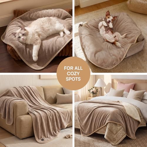 Luciphia Waterproof Pet Blanket, Washable Reversible Sherpa Fleece Throw