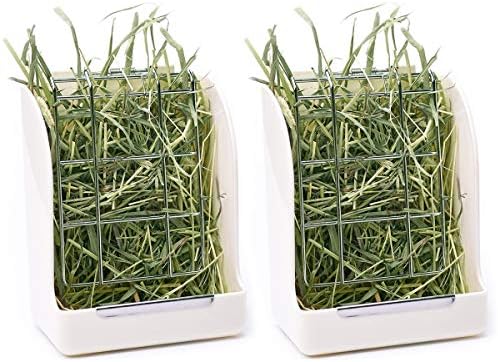 CalPalmy 2-Pack Hay Feeder for Rabbits, Guinea Pigs, and Chinchillas - Minimize Waste and Mess with 5 1/2" x 3 1/2" x 7 3/8" Hanging Alfalfa and Timothy Hay Dispenser