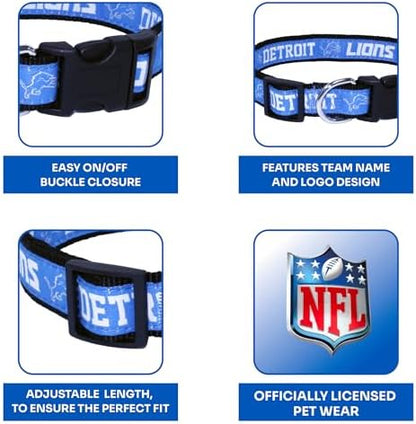 Pets First NFL Detroit Lions Licensed PET COLLAR, Small - Heavy-Duty, Strong, and Durable Dog Collar. Available in 31 Football Teams and 4 Sizes