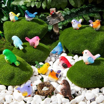 72PCS Miniature Cute Bird Decorative Figurines 11 Styles Mini Resin Birds