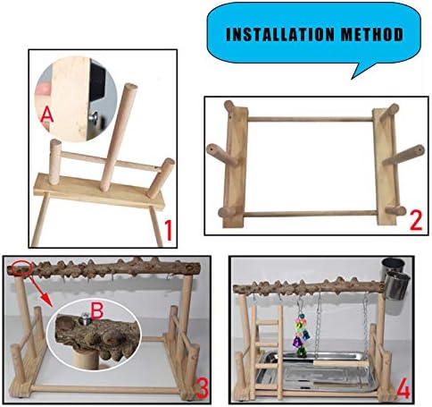 Hamiledyi Parrot Playground Bird Playstand Exercise Wooden Bird Play Perch