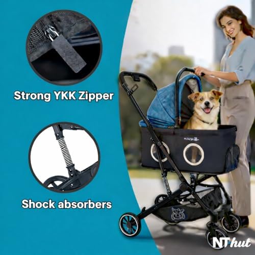 NT·hut 3-in-1 Pet Stroller for Small and Medium Dogs and Cats, Up to 50 lbs